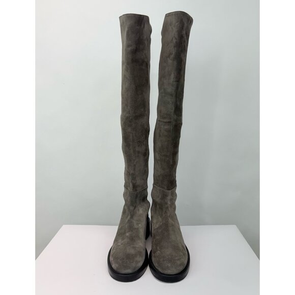 New Stuart Weitzman 5050 Bold Over The Knee Boot Grey Suede Sz 5.5 - Picture 8 of 15